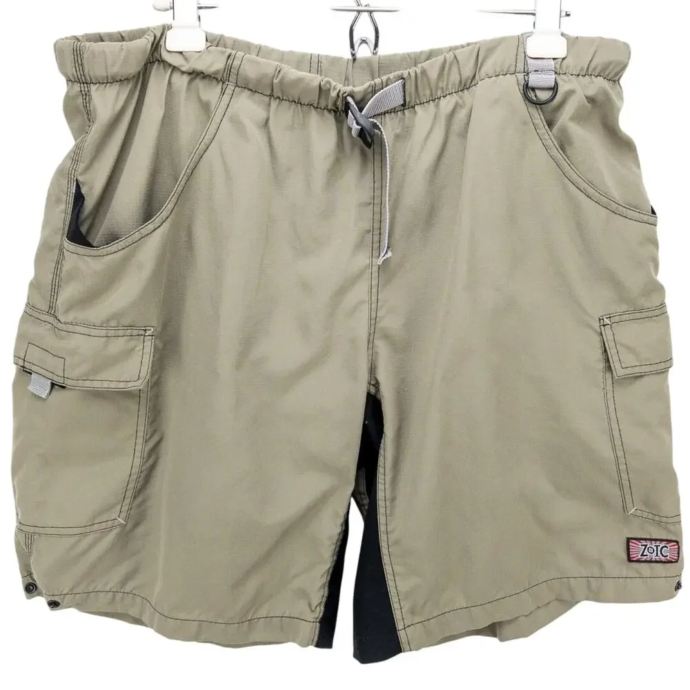 Zoic Men's 2XL Mountain Bike Cargo Shorts Ripstop Nylon Elastic Waist Beige